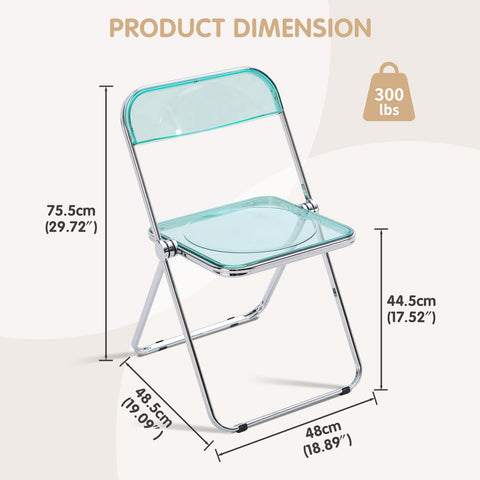 TAO ONE Acrylic Folding Chair Clear Morden Chrome Chair-Green