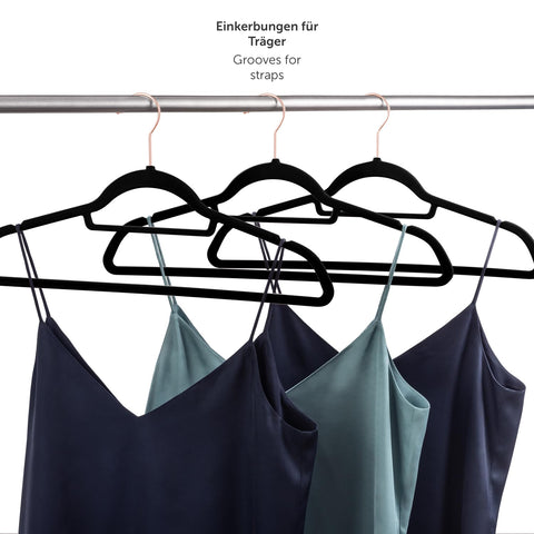 Blumtal Velvet Clothes Hangers 30 Pack – Non-Slip, Space-Saving, Heavy-Duty Hangers with 360° Swivel Hook – Rosegold/Black