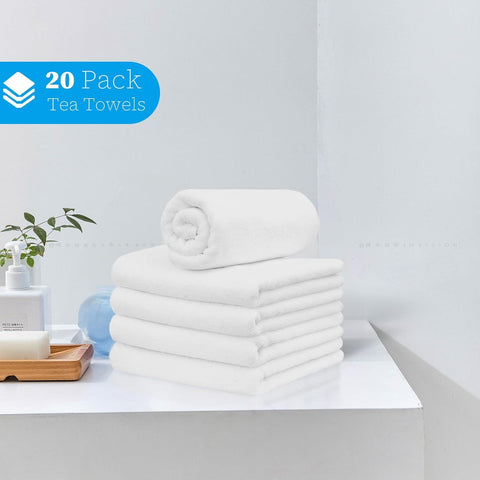 Malloom 20 Pack Sublimation Blank Towels Set, White Microfibre Dish Cloths for Heat Press Printing, Multi-Purpose Custom DIY Photo Gifts for Kitchen