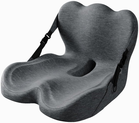 HoldOneLight Memory Foam Seat Cushion – Ergonomic Tailbone Pain Relief Cushion – Non-Slip Seat Pad for Office Chair & Car Seat – Grey