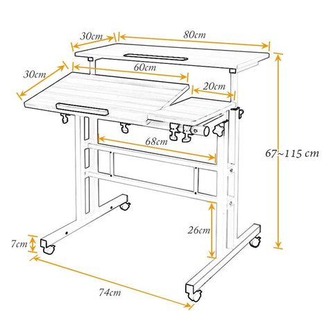 sogesfurniture Mobile Laptop Stand Desk Computer Workstation, Adjustable Notebook Cart Tray PC Table Sit-Stand Workstation with Keyboard Tray for