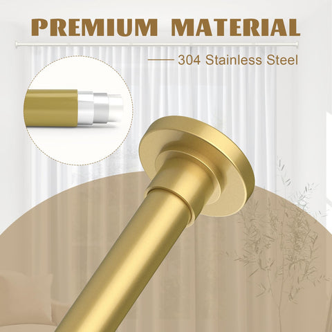 GXOACKJ Gold Shower Curtain Rods - 31-80 Inch Spring Tension Shower Rods for Bathroom, Adjustable, No Drilling, No Rust, Stainless Steel