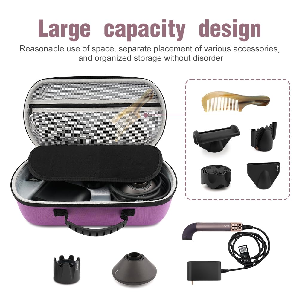 XINGFUDAO Carrying Case Compatible with Dyson Supersonic R Hair Dryer, Hard Travel Bag Compatible with Dyson Supersonic R Accessories (Purple)