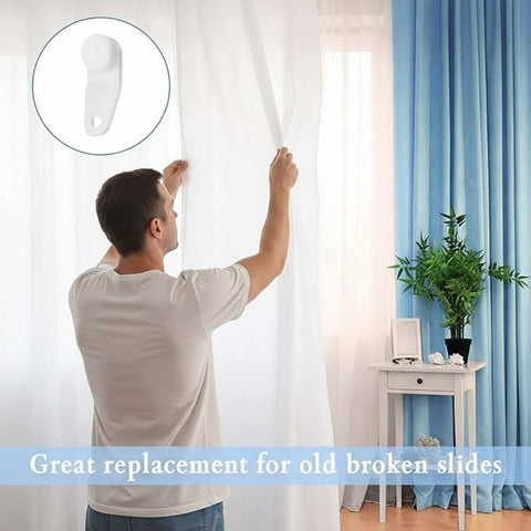 Pangda 50 Pieces White Plastic Curtain Track Glider Hooks - Rail Track Runners Slider for Window and Shower