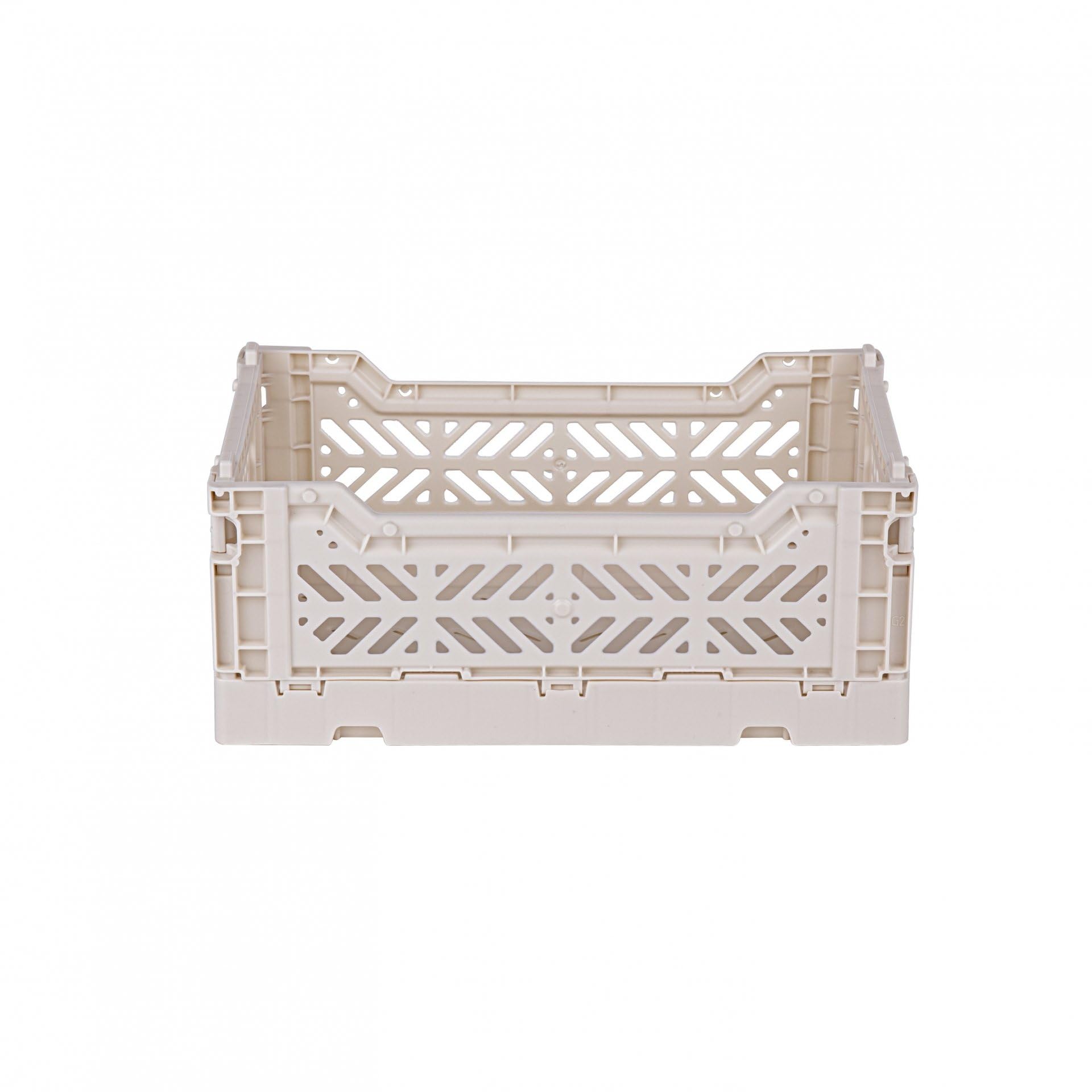 AYKASA Folding Crate, Sturdy Folding Box, Plastic, Stackable, Coconut Milk, Mini (27 x 17 x 11 cm)