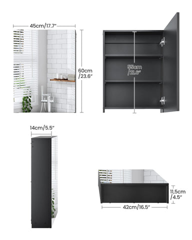 CHOEZON Bathroom Medicine Mirror Cabinet, Wall-Mounted Bathroom Vanity with Mirror, Medicine Cabinet with Storage Function, Hanging Storage Cabinet