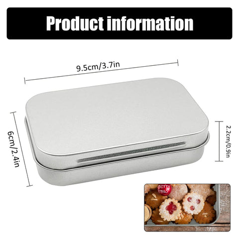 JYTDBCS Tins Container, Metal Rectangular Tin Can,Mini Portable Box Small Storage Basic Necessities Home Storage Organizer Empty Hinged Household