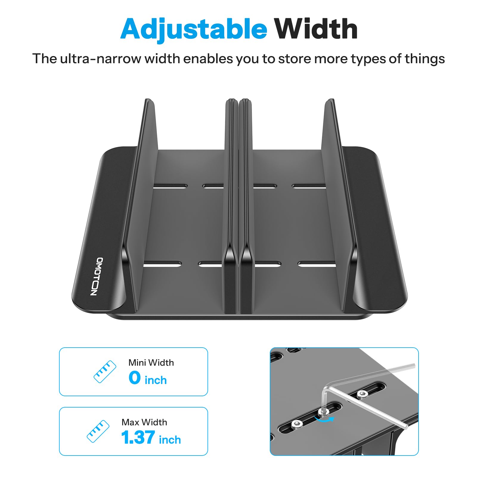 OMOTON Vertical Laptop Stand, Aluminium, Adjustable Dock Size, 3-Slot