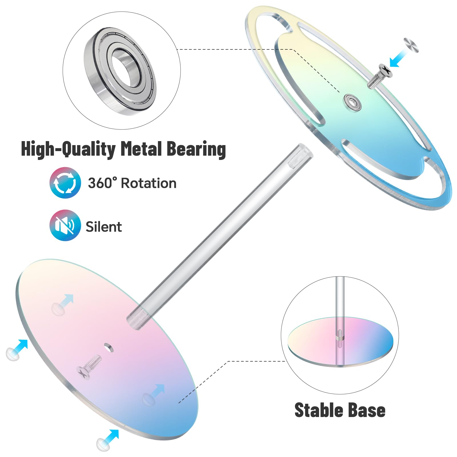 NiHome Iridescent Acrylic Rotating Sunglasses Holder Stand, Rotating Glasses Holder for Home/Retail Display