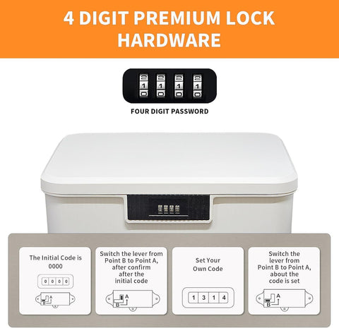 ABS Medicine Lock Box with Combination Code - Childproof Storage Organiser for Medicine, Snacks, Documents, Jewelry, Sewing, Portable