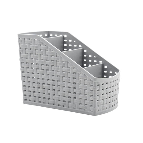 Fai Top 4 Grid Plastic Storage Basket Grey