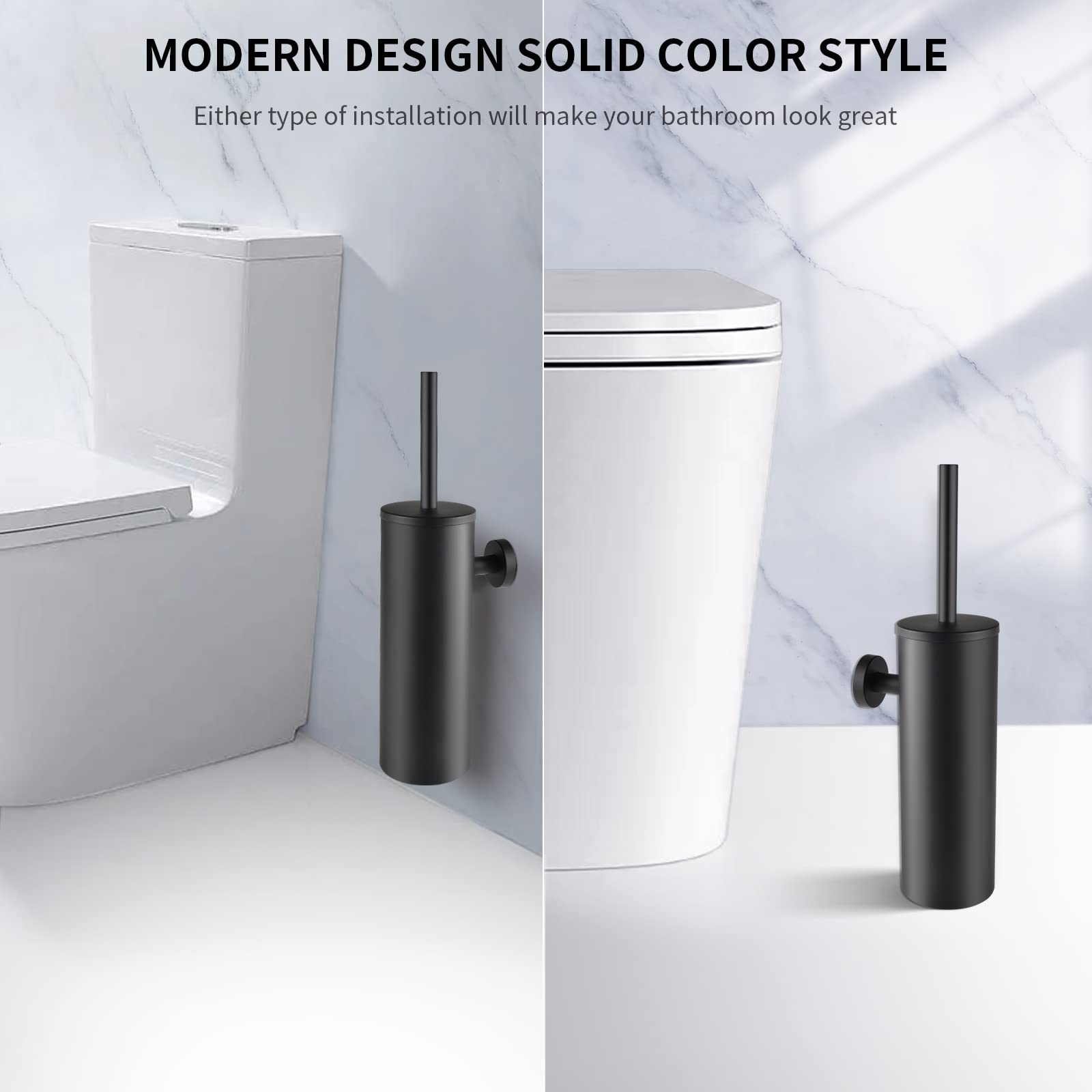 WAVEWO Toilet Brush Stainless Steel Wall Mounting, Toilet Brush with Closed Splash-proof Cover