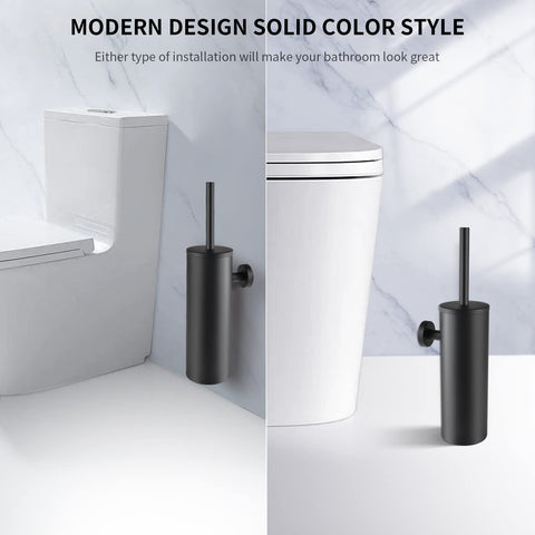 WAVEWO Toilet Brush Stainless Steel Wall Mounting, Toilet Brush with Closed Splash-proof Cover
