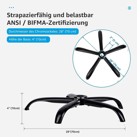 Mastery Mart Office Chair Foot Chair Base Accessories Replacement Part Base Base Five Star Foot Base Five Claw Feet for Office Chair Desk Swivel