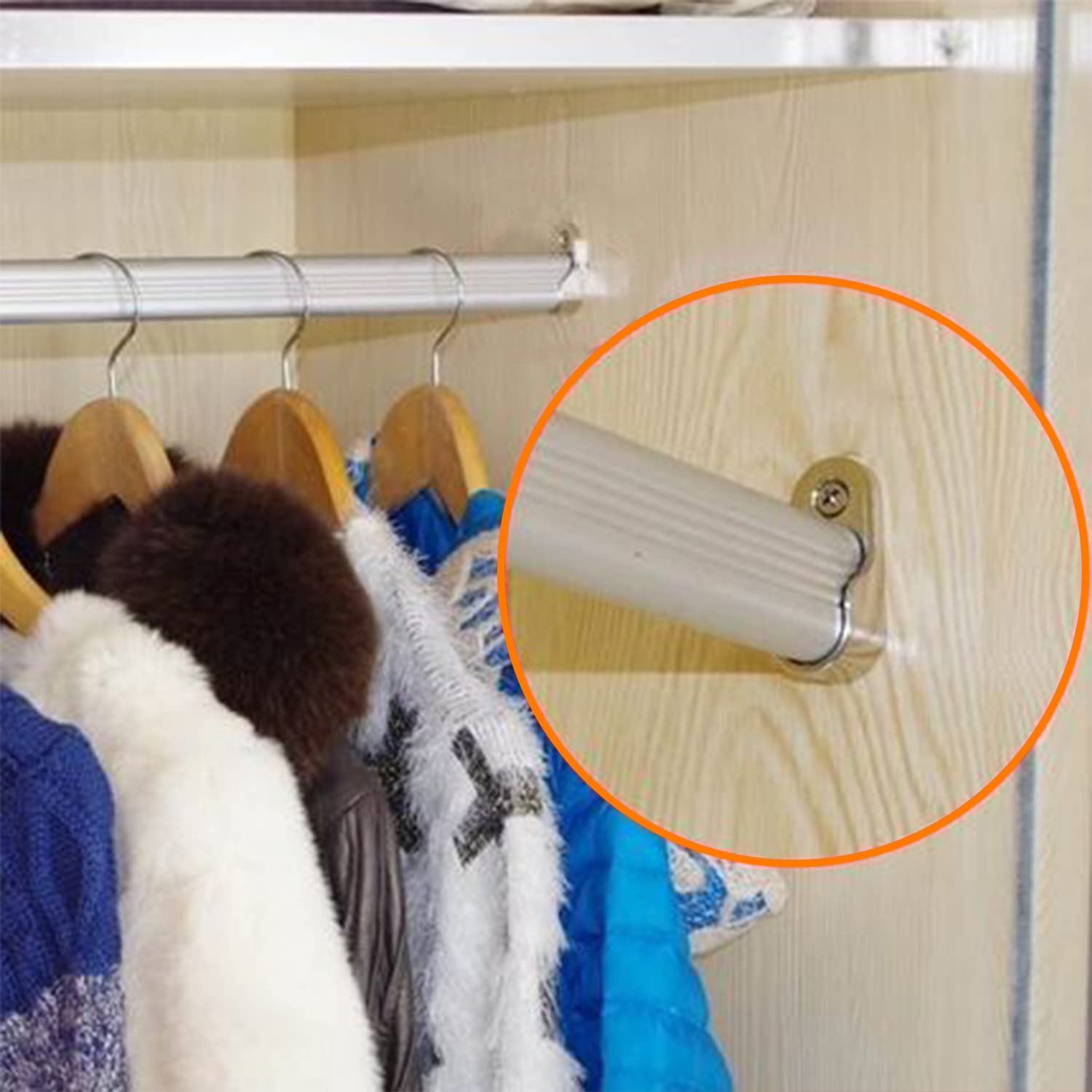 iTYOOS 10 Pieces Wardrobe Rail Fittings With 20 Pieces Screws, Zinc Alloy Oval Closet Rod End Supports