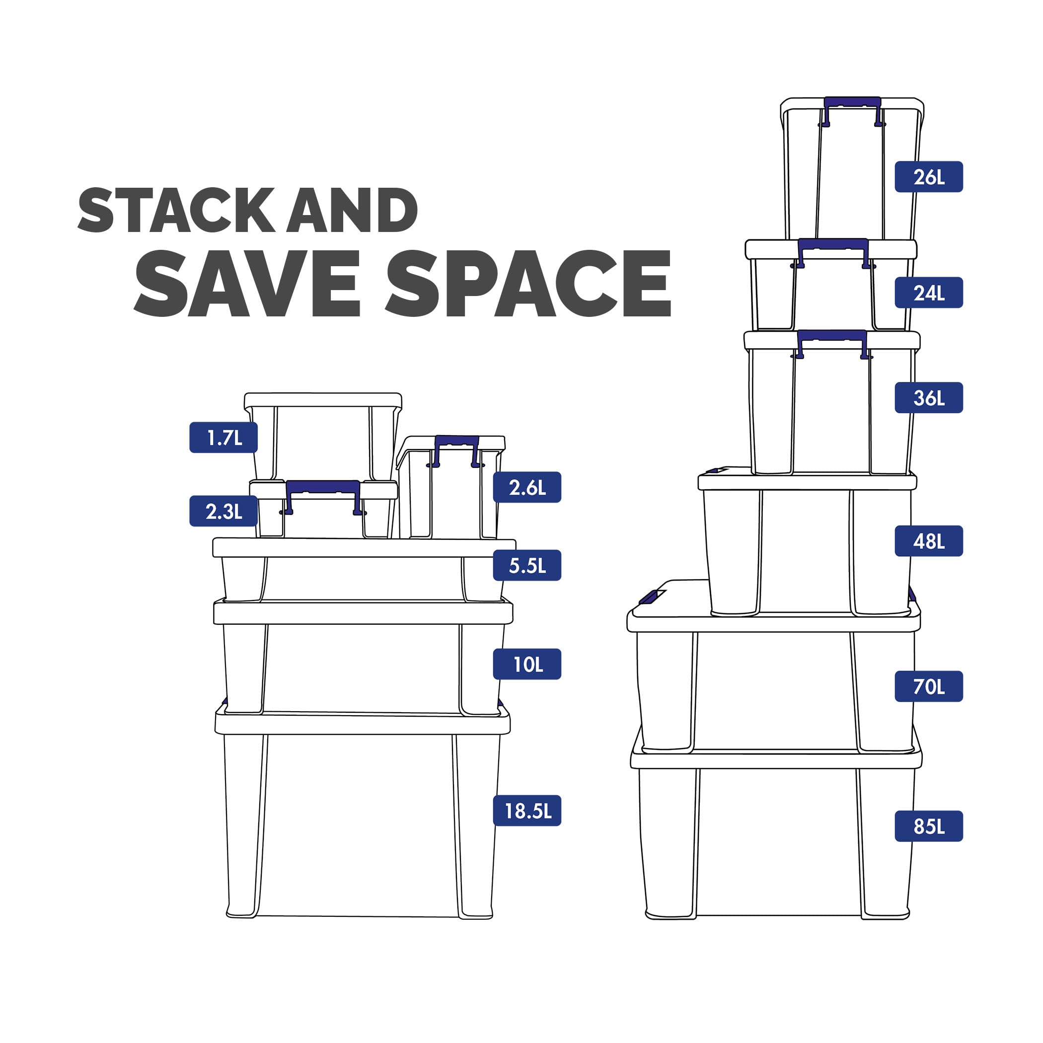 Bankers Box Storage Box 1.3L (10 Pack) - BPA-Free, Stackable Plastic Organizer with Clip-Lock Lid