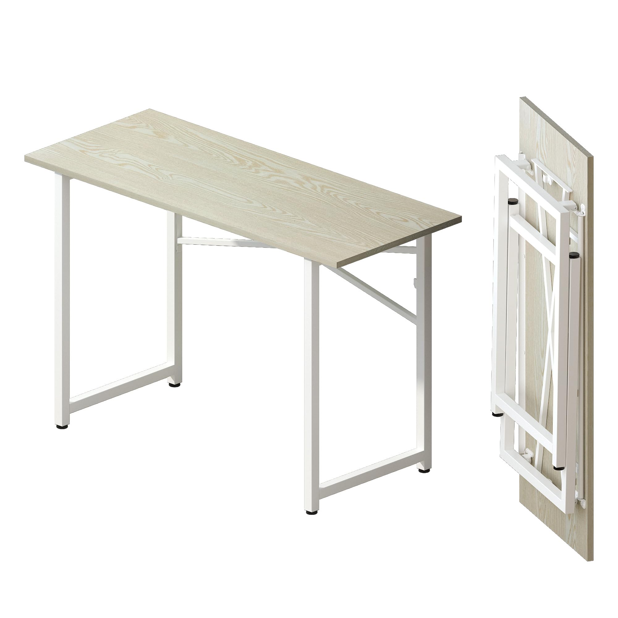 Lutown-Teen 120 cm Folding Computer Desk, Natural and White