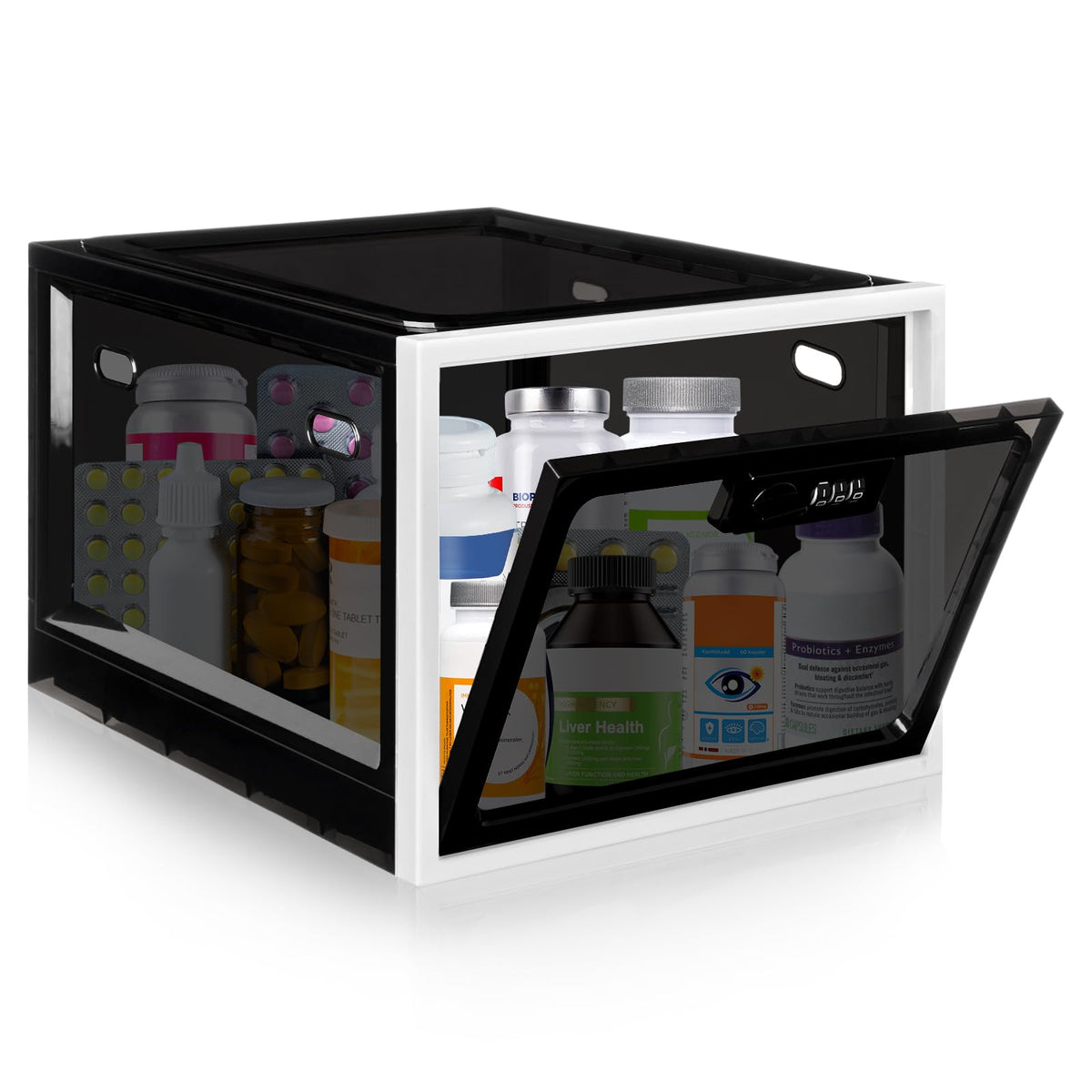 Gemaxvoled Lockable Medicine Box, 12.6L BPA-Free Lockable Storage Box for Child Safety