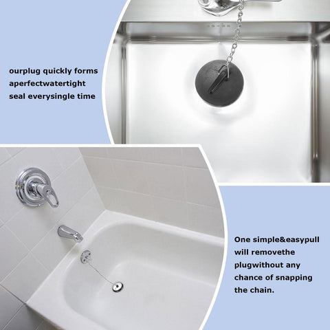 2 Pcs Universal bath plug with Stainless Steel Chain