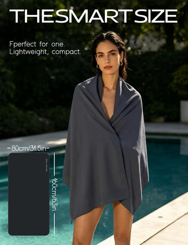 WATER TIME Beach Towel Sand-Free 3x Fast Dry Folds Small, Gray