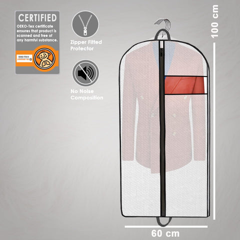 Clothes Bags 6 Pack | Suit Covers for Hanging Storage, Polypropylene Garment Dress Bags with Full Zip, Reusable Translucent Clothes Covers