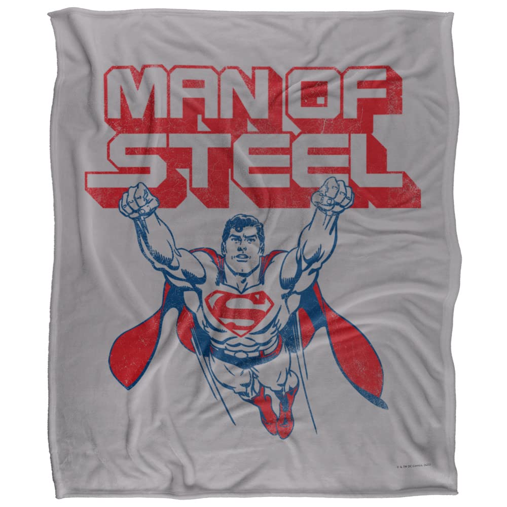 SUPERMAN Steel Retro Officially Licensed Silky Touch Super Soft Throw Blanket 152 x 127 cm