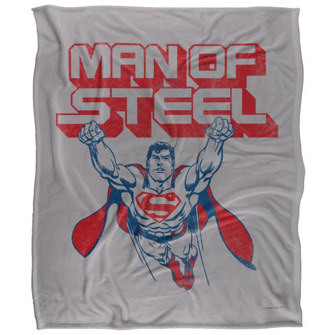 SUPERMAN Steel Retro Officially Licensed Silky Touch Super Soft Throw Blanket 152 x 127 cm