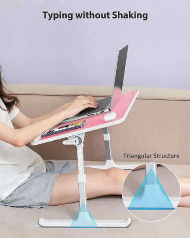 Laptop Bed Tray Desk, SAIJI Adjustable Laptop Table with Foldable Leg
