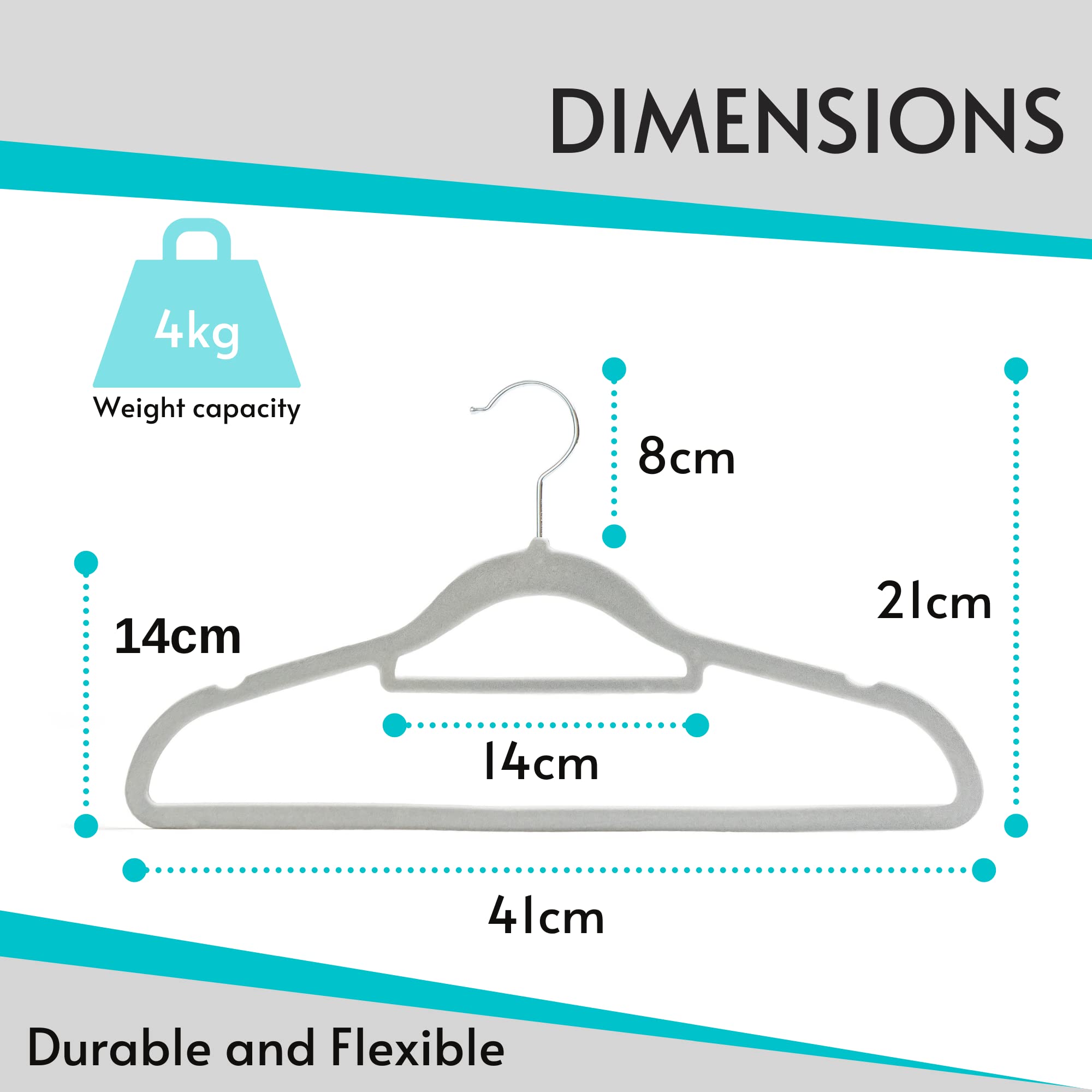 50 Non Slip Velvet Hangers | Heavy Duty Grey Felt Coat Hangers |360 Degree Swivel Hooks |Premium Space Saving Design