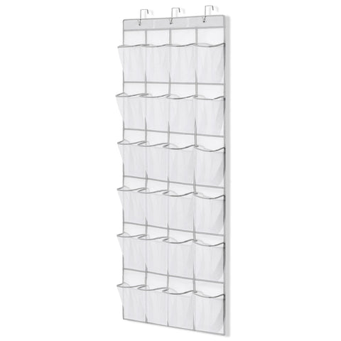 Suacculent Over Door Shoe Organiser, 24 Large Mesh Pockets & 3 Hooks, White