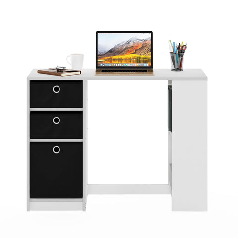 Furinno JAYA Desk, Gaming Desk with Drawer, Computer Desk, Writing Desk, Office Desk for Home Office, Study Room, Dorm, Bedroom, White