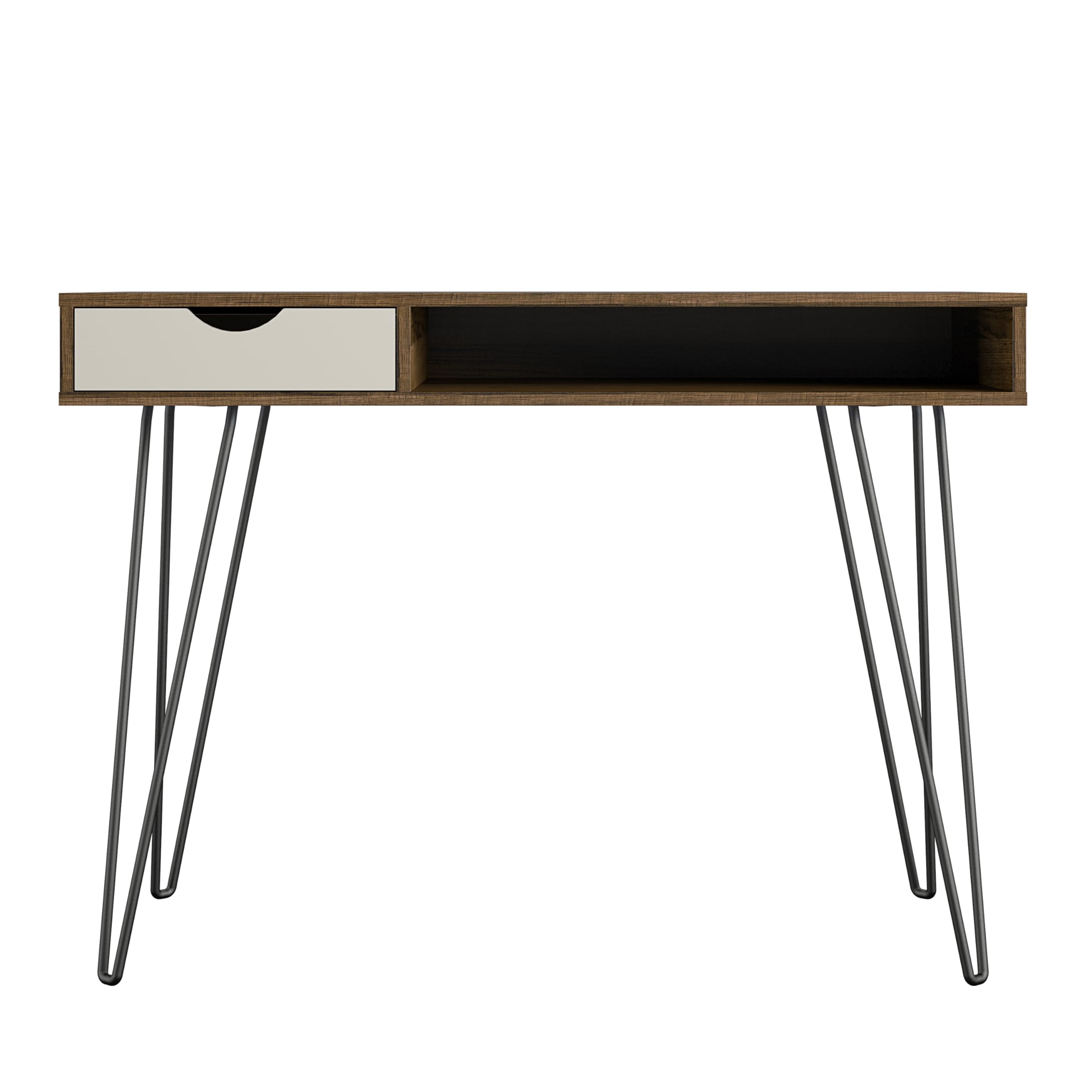 Novogratz Dorel Home Harmony Desk with Storage Brown Oak Look, 104 x 49 x 77cm (W x D x H)