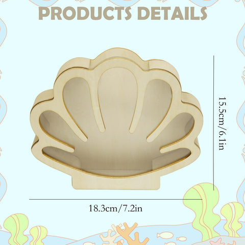 HINGTAI Sea Shell Holder Wooden Seashell Display Case Handmade Small Shadow Box Home Decoration with Clear Acrylic Panel Coastal Decor Bedroom Decor