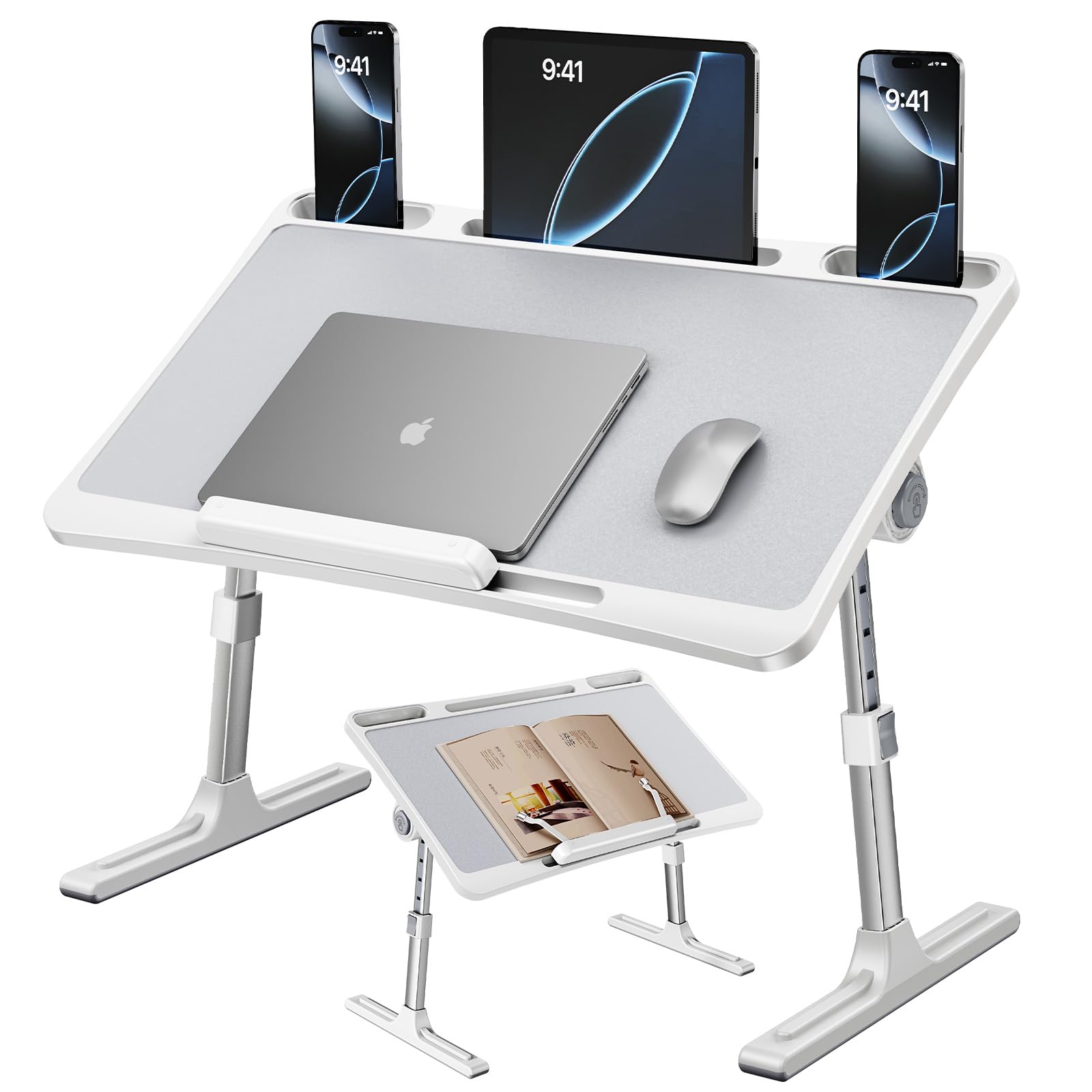 NIFBANG Laptop Tray Folding Bed Table,Adjustable Height Lap Desks with Foldable Legs,Portable Laptop Desk for Sofa,Travel Car Seat Table Tray for