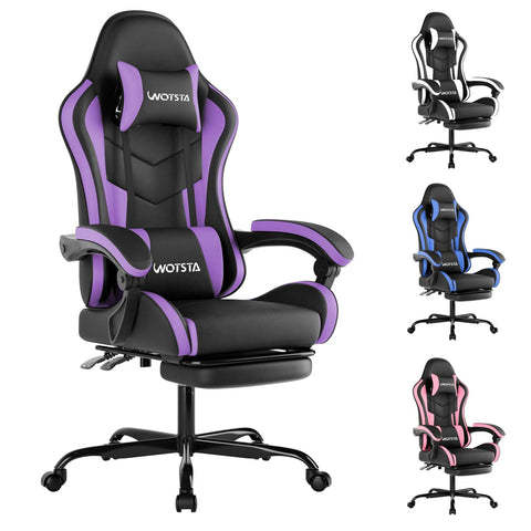 Gaming Chair with Footrest, Ergonomic Gaming Chair, Computer Chair with Lumbar Support, Head Rest