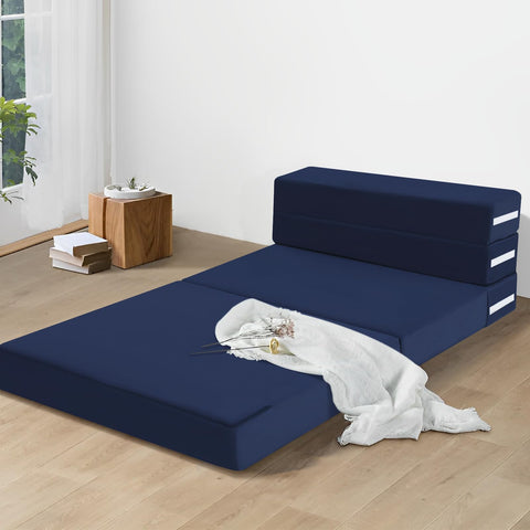 MeMoreCool Folding Floor Mattress Single, Fold Out Sofa Chair, Navy