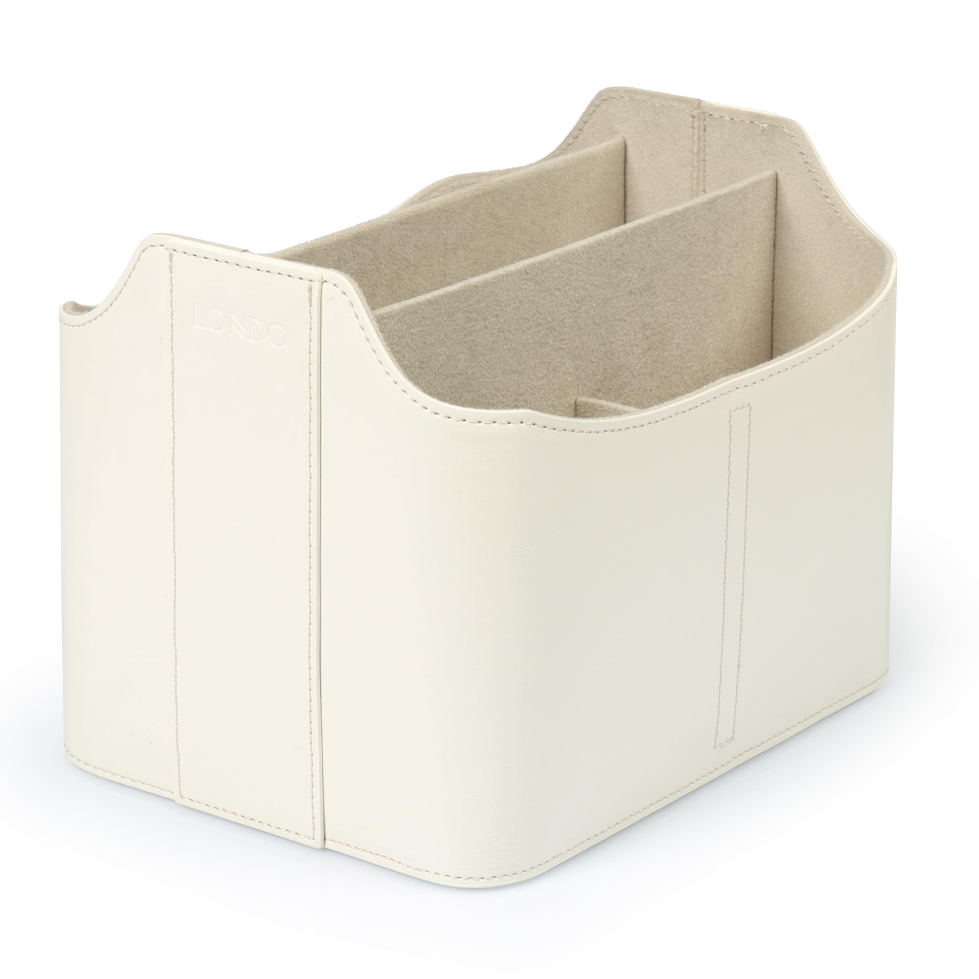 LONDO Leather Remote Control Organizer Caddy with Tablet Holder - 4 Pockets - Fits Apple TV, Roku, iPad
