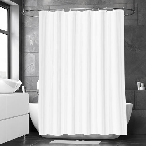 LUKDUNG 180 x 220 cm Polyester Textile Shower Curtain Anti-Mould for Bathroom, Curtain for Bathtub Shower Made of Fabric Waterproof Washable Shower