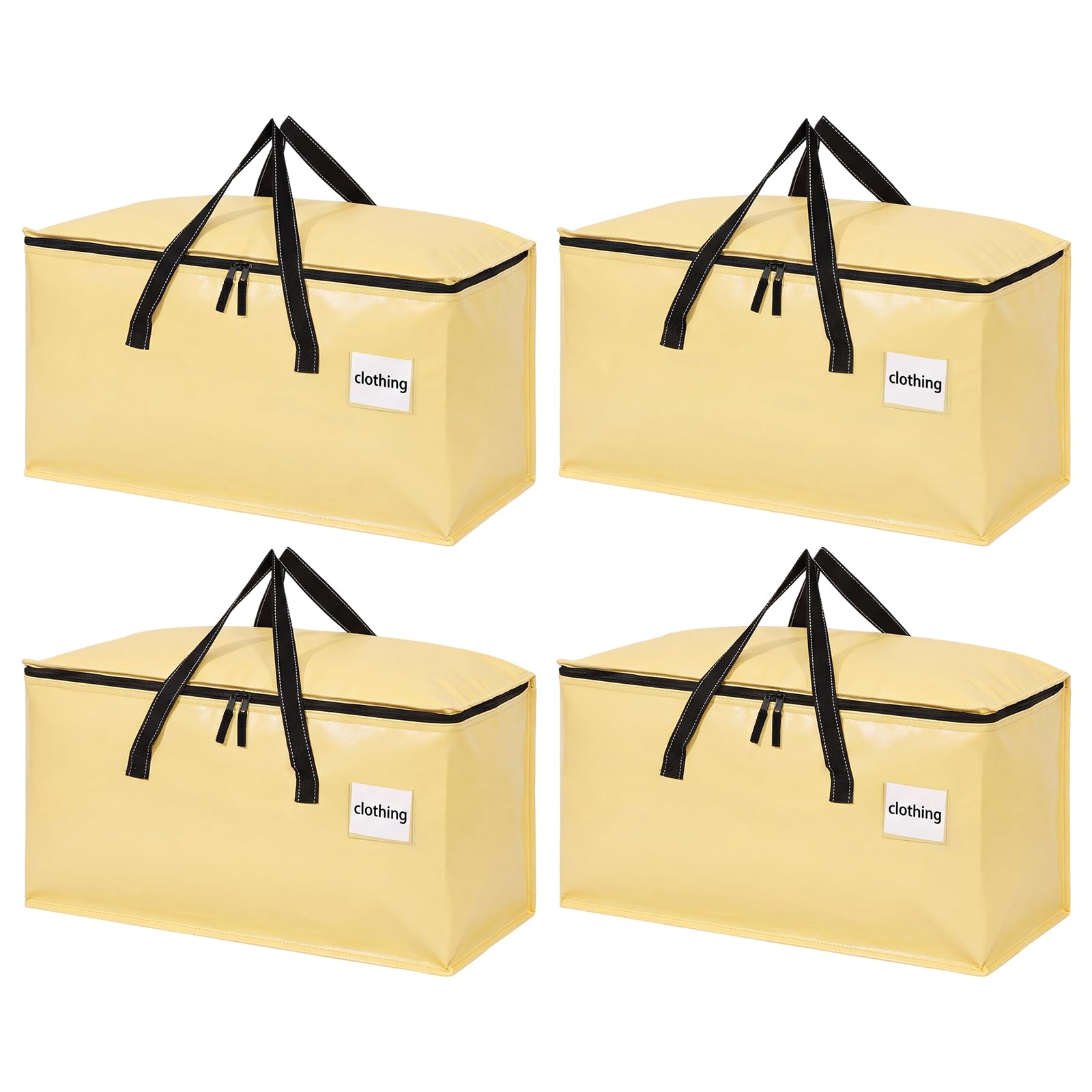 Dntorx 4 Pack 90L Moving Bags,Waterproof Moving Boxes with Zips,Pale Yellow