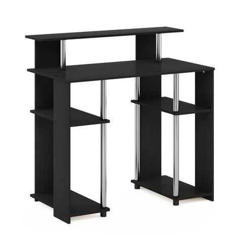 Furinno Computer Writing Desk, Engineered Wood, Americano/Stainless Steel, 51.49 (D) x 90.5 (W) x 90.6 (H) cm