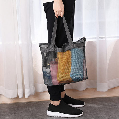 Pebipoo Mesh Shower Caddy Bag, Quick Dry Portable Tote Bag and Inner Pocket, Lightweight Bath Organizer for College Dorm Bathroom, Swimming, Gym