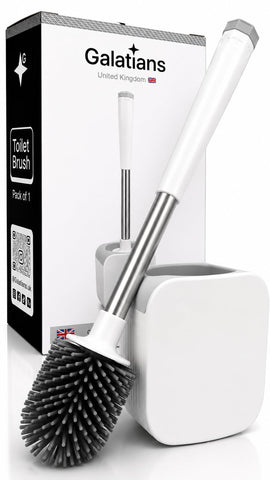 Toilet Brush and Holder Set, Wall Mounted Loo Brush with Hidden Tweezers
