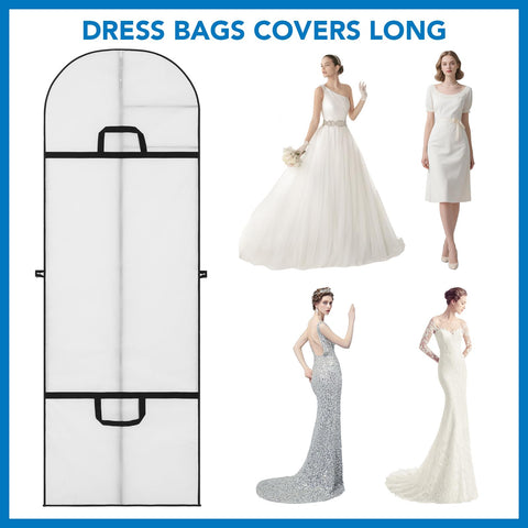 Dntorx 4PCS Long Dress Bags Covers PEVA Wedding Dress Bags 71in, White