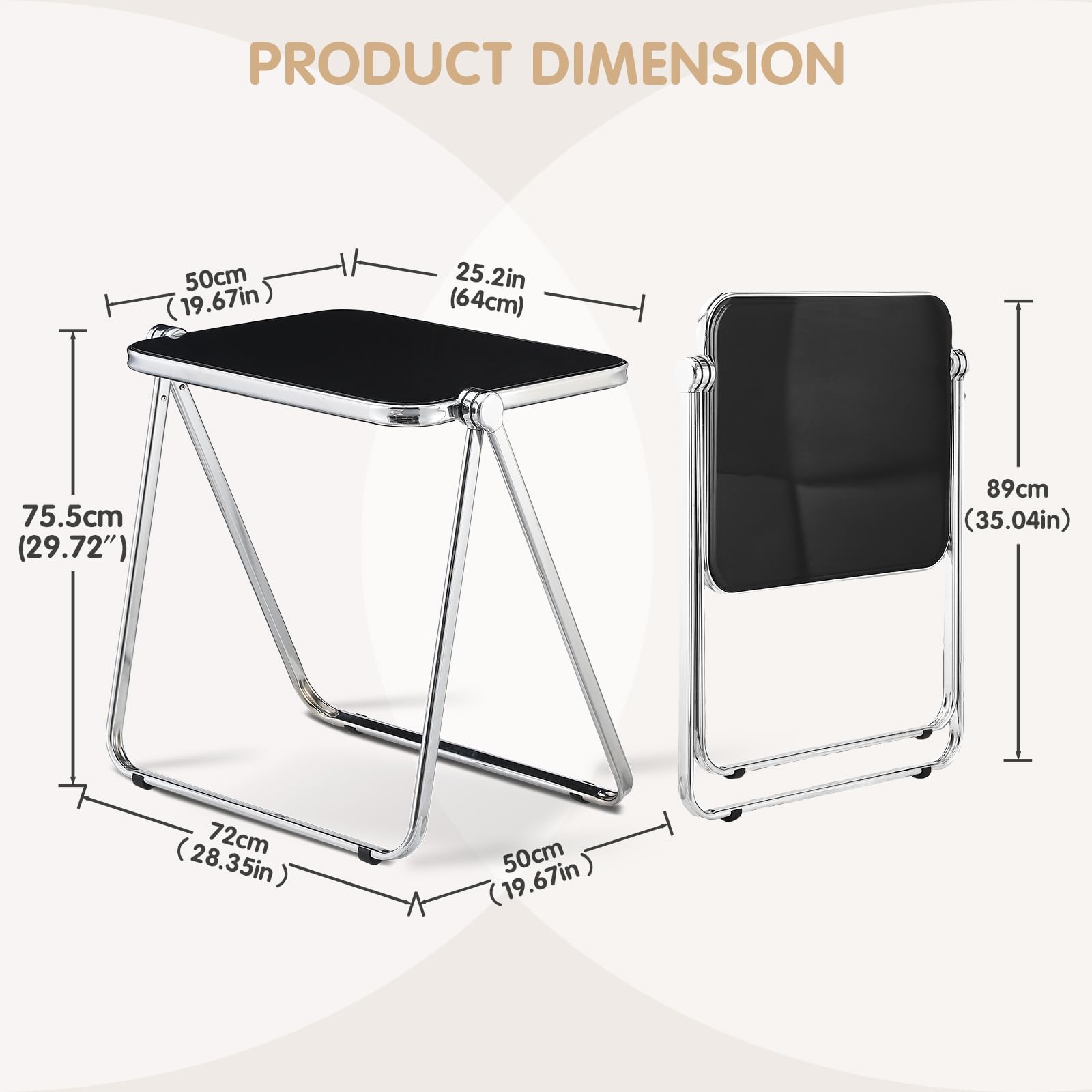 TAO ONE Acrylic Folding Table TV Tray Small Side Table - Clear