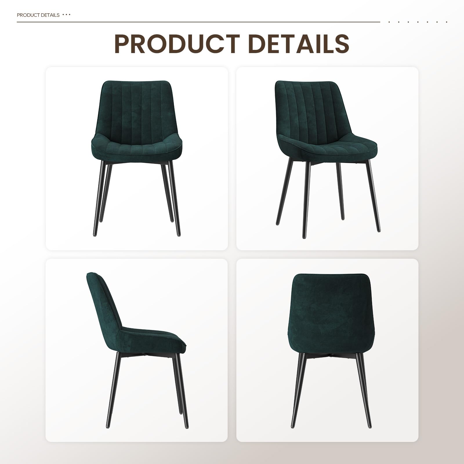 COLAMY Velvet Dining Chairs Set of 2, Velvet Chairs for Dining Room with Metal Legs and Thick Seat Cushion