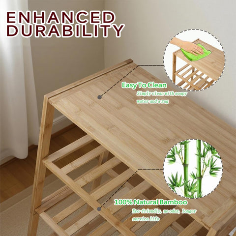 Akloya Bamboo Shoe Rack, 5 Tier Free Standing Shoe Rack Organizers,Multipurpose Shelfs for Hallway, Closet, Living Room, Entryway, Bedroom, Bathroom