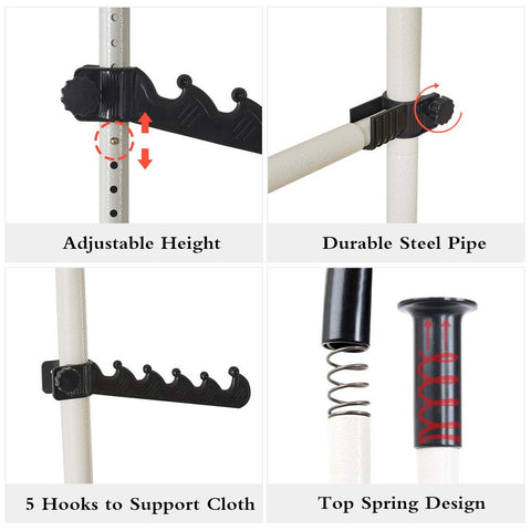 Telescopic Clothes Hanging Rail Heavy Duty, Telescopic Wardrobe Organiser Hanging Rail Clothes, Clothes Pole for Wardrobe