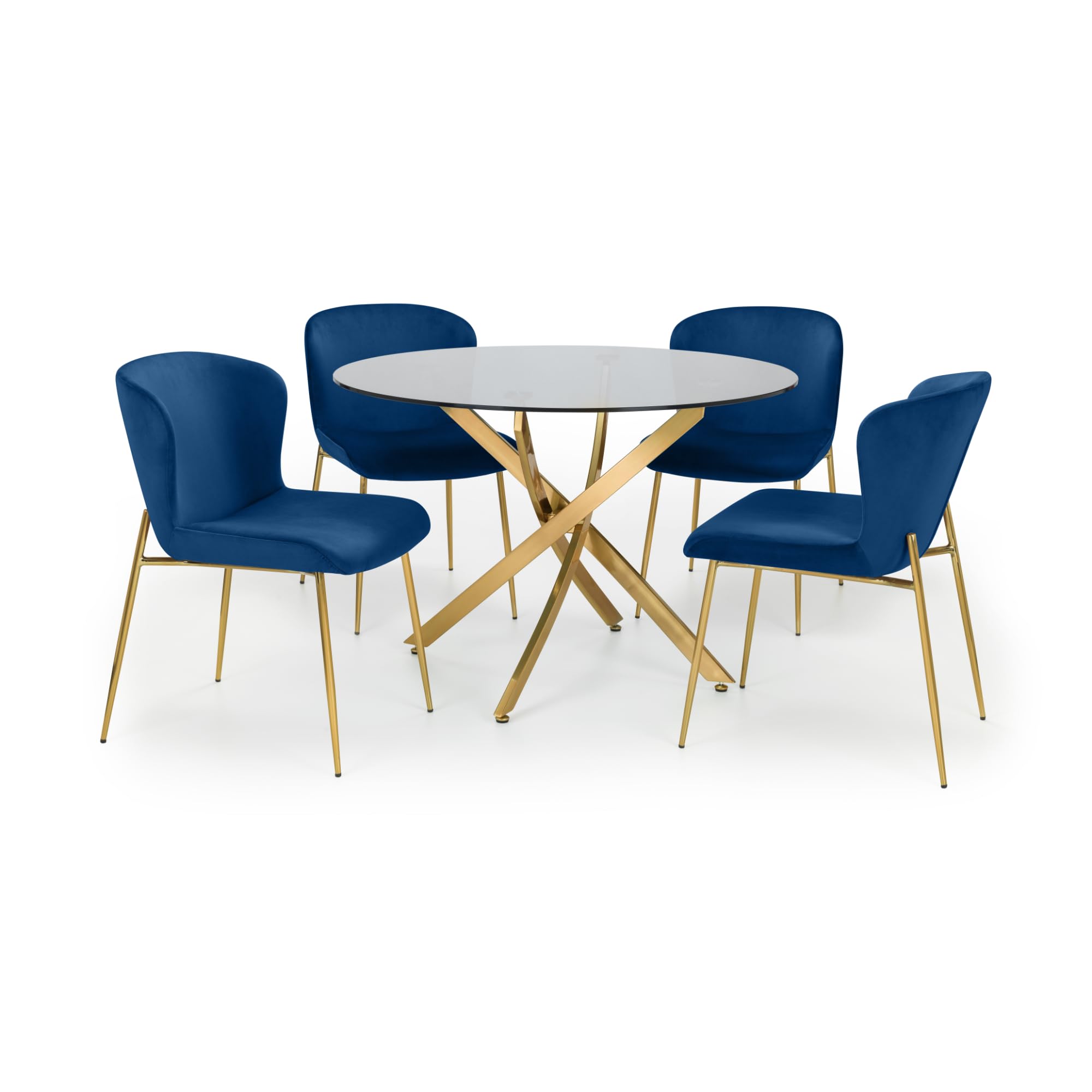 Julian Bowen Harper Dining Chairs, Set of 2, Blue - H82 x W49 x D60cm