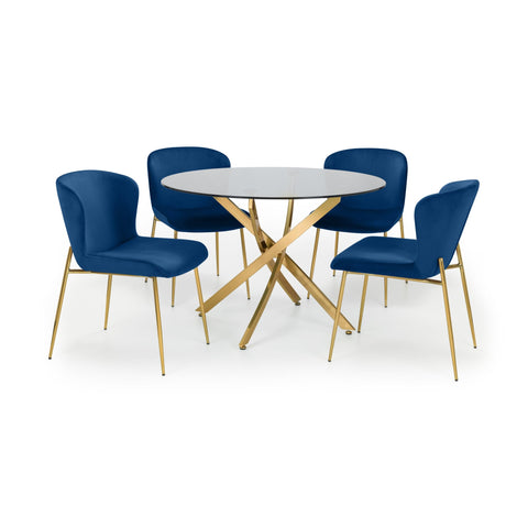 Julian Bowen Harper Dining Chairs, Set of 2, Blue - H82 x W49 x D60cm