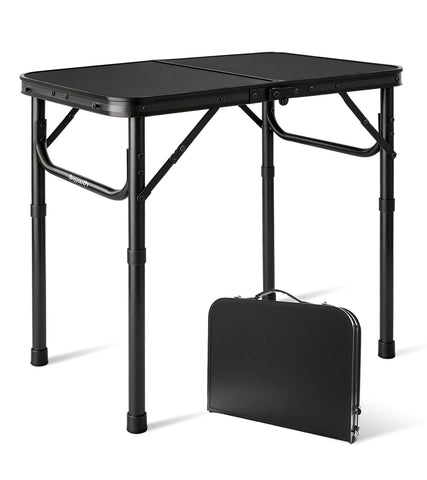 Bingyouth 2ft Small Folding Table 60x40cm, 26/55cm Adjustable Height Portable Camping Table